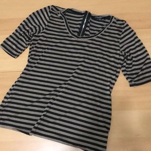 Green Envelope Striped Zipper-Back Top